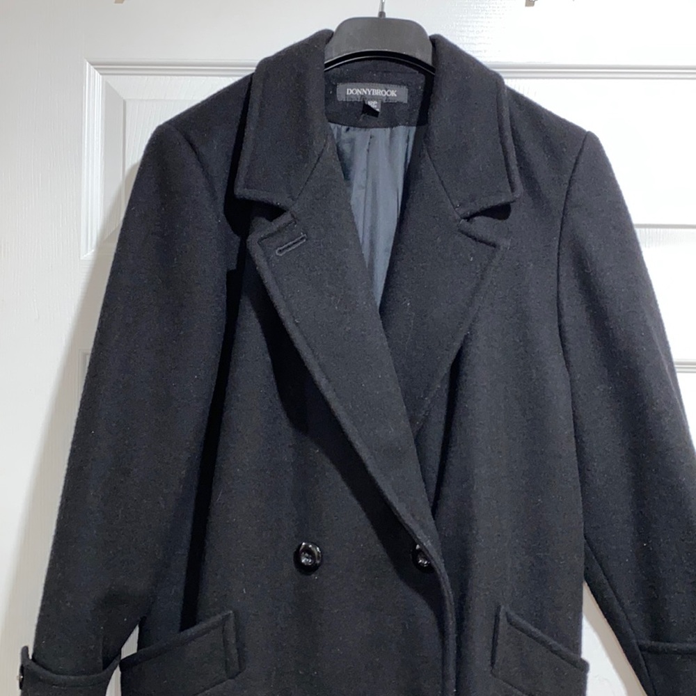 12 Petite All Black Wool Coat